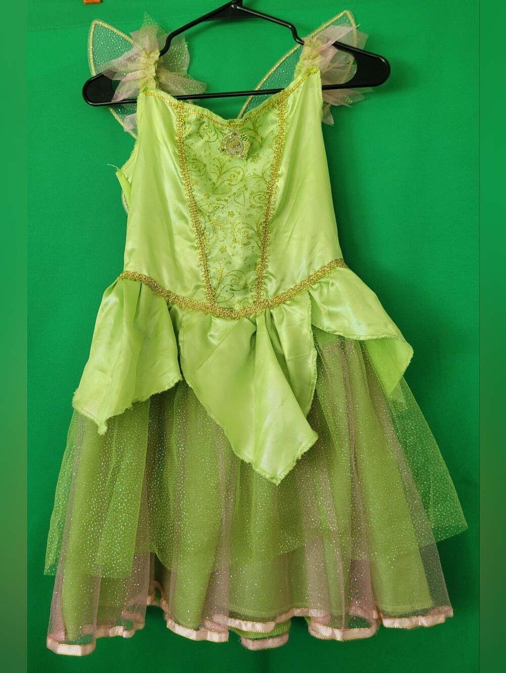 Disney Tinkerbell Fairy Princess Costume Dress Up Wings Girl Size Medium 7/8
